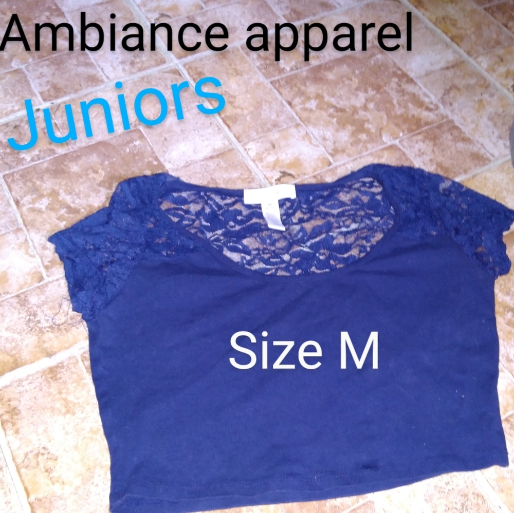 Royal blue short sleeve crop top lace back